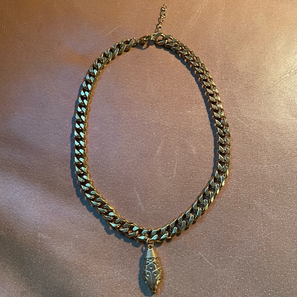 Snake 🐍 pendant charm on gold plated curb chain animal layer stack boho indie - Picture 4 of 7